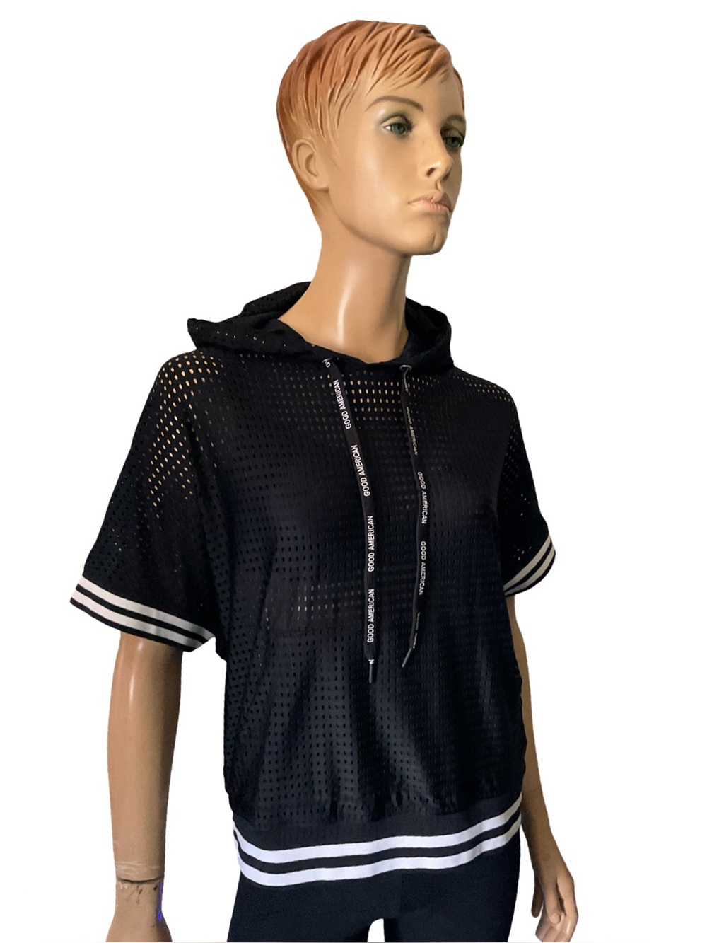 GOOD AMERICAN MESH HOODIE SWEAT SHIRT Sz M